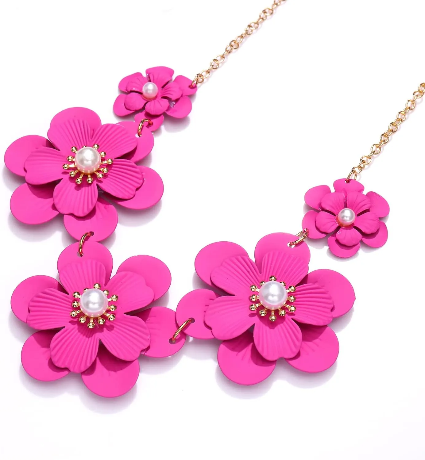 Boho Choker Necklace for Women Cute Flower Collar Necklace Statement Chunky Pearl Charm Summer Beach Chokers Necklaces Gifts for Women