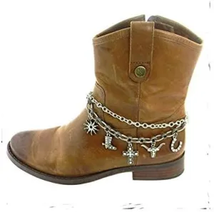 Boot Chain Jewelry Anklet Ankle Bracelet Western Southwest Cowgirl Charms with High Sparkles Crystals