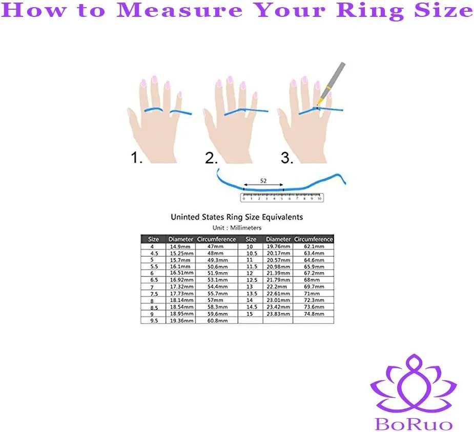 BORUO 925 Sterling Silver Ring, Classic Bow Forever Love Knot Promise Rings Cubic Zirconia CZ Wedding Band Size 4-12