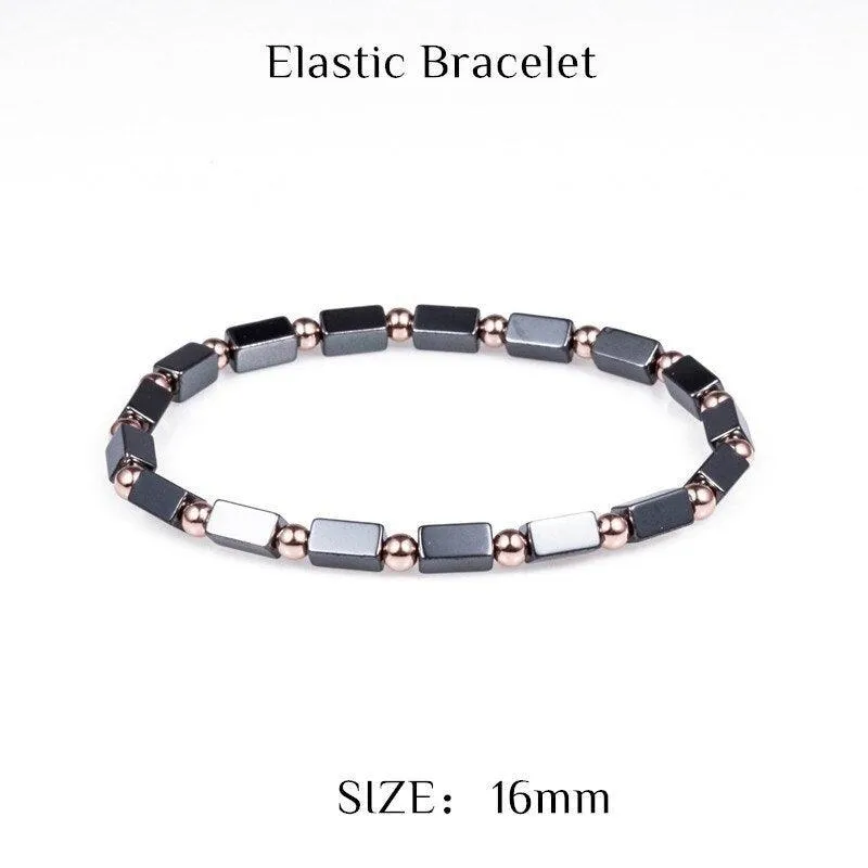 Bracelet Men Braided Rope Natural Hematite Stone, Geometry Bead Chain Bangles For Men