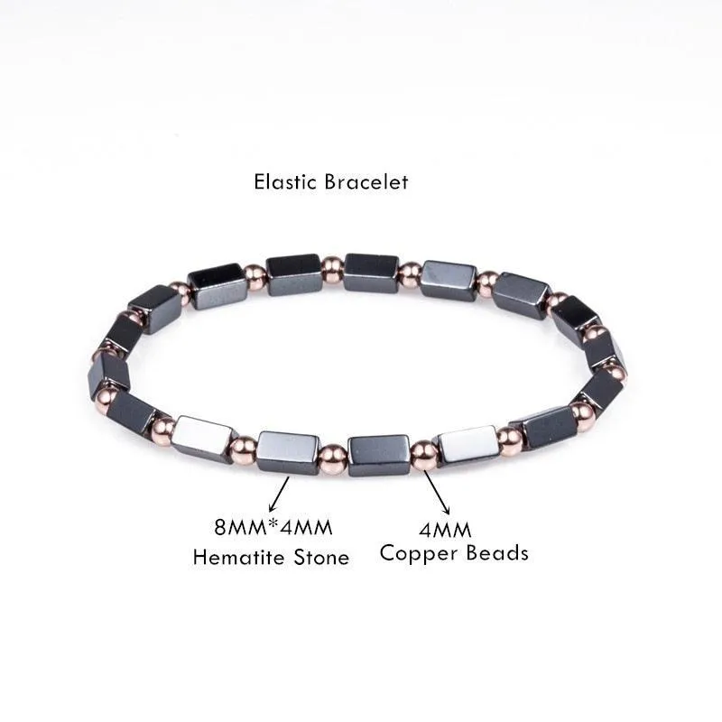 Bracelet Men Braided Rope Natural Hematite Stone, Geometry Bead Chain Bangles For Men