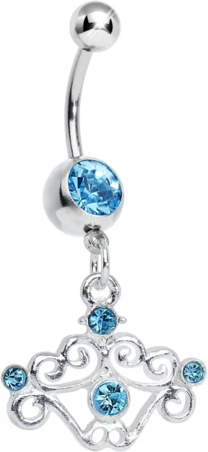 Brilliant Blue Fancy Swirled Cupcake Dangle Belly Ring