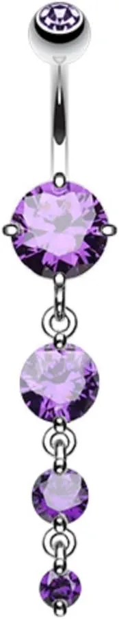 Brilliant Gem Cascade Belly Button Ring