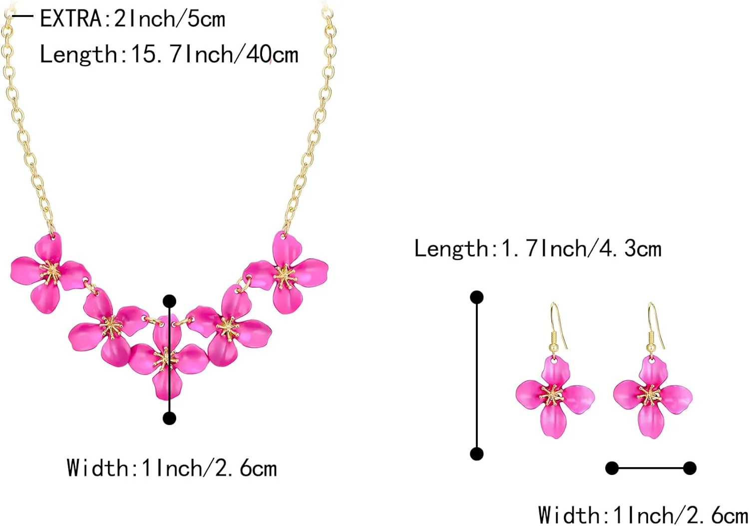 BriLove Flower Collar Necklace, Shiny Floral Summer Beach Statement Bib Necklaces Hook Earrings for Women Costume Prom Jewelry