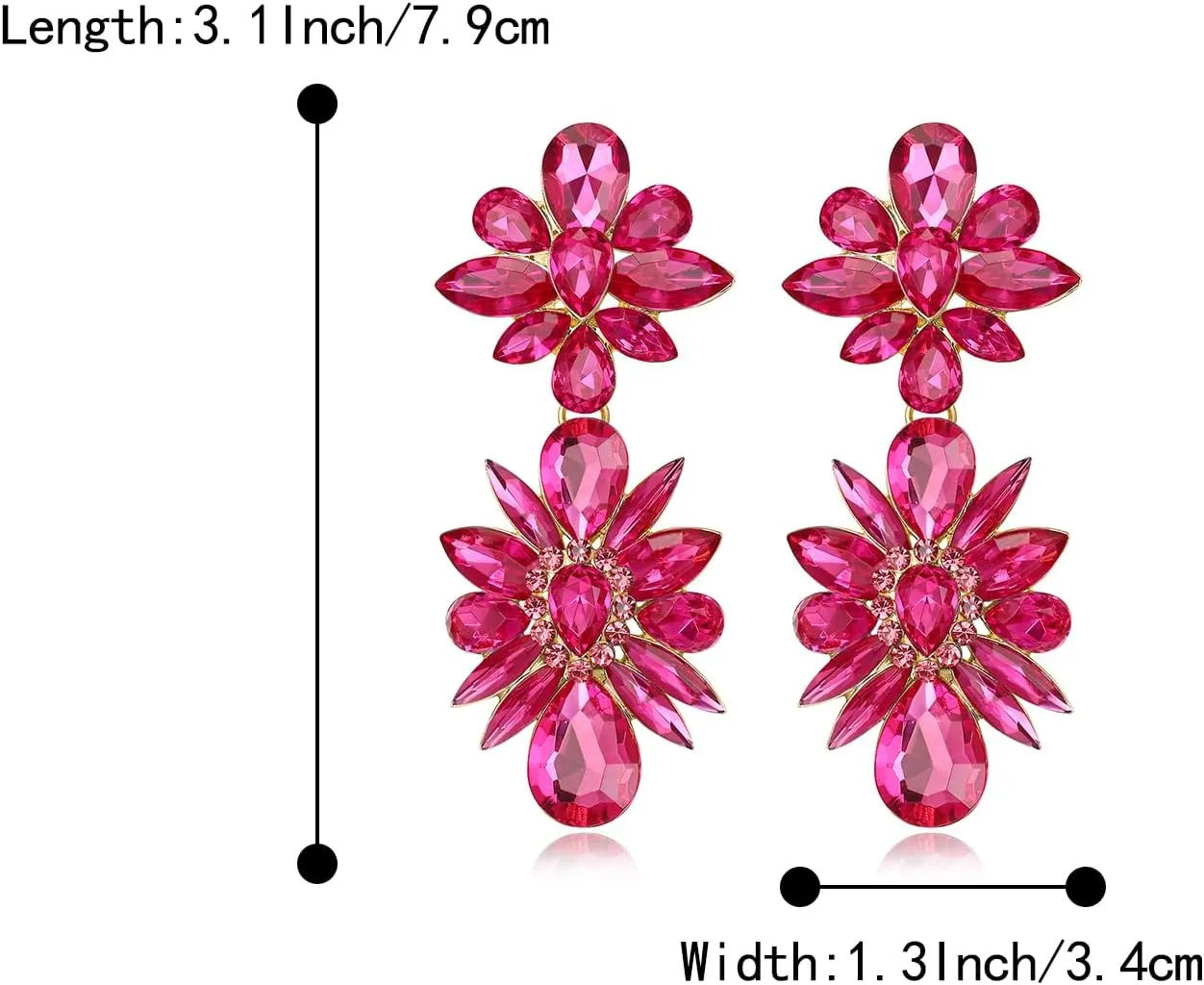 BriLove Gorgeous Shiny Rhinestones Marquise Teardrop Cluster Dangle Earrings for Women Wedding Party Prom Jewelry Accessory