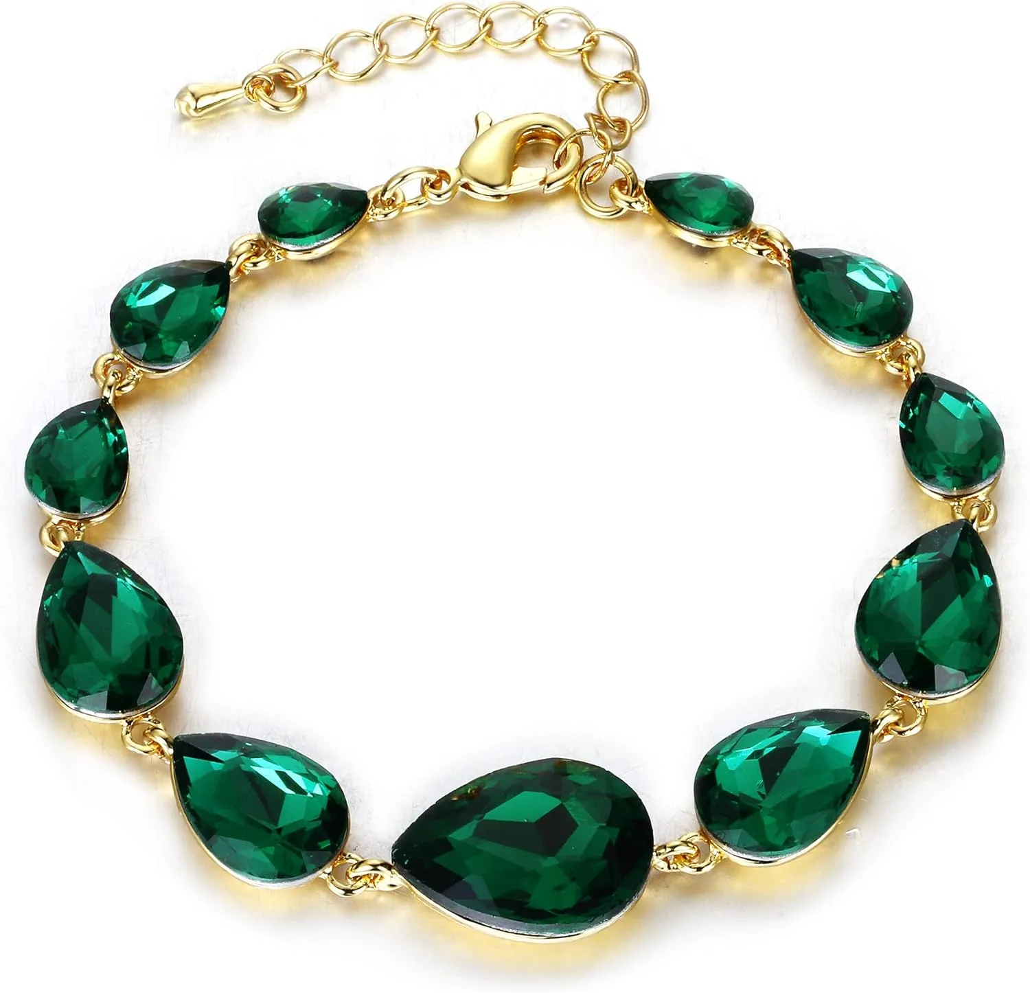 BriLove Shiny Gorgeous Women's Crystal Multi Teardrop Cluster Link Bracelet for Wedding Bridal Party Prom