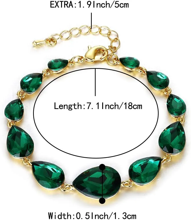 BriLove Shiny Gorgeous Women's Crystal Multi Teardrop Cluster Link Bracelet for Wedding Bridal Party Prom