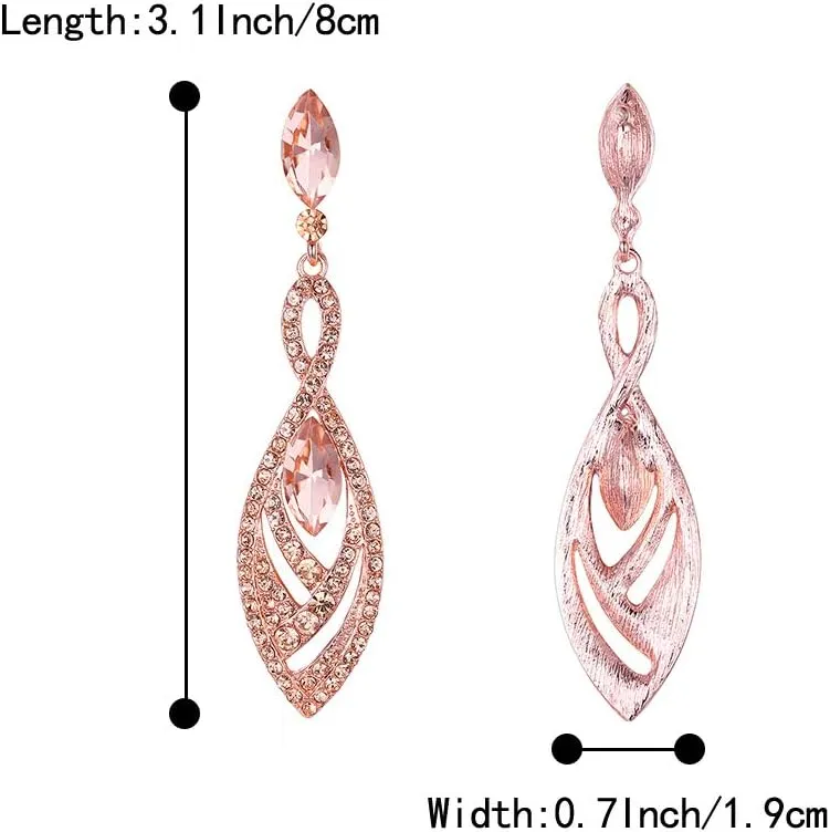 BriLove Women's Crystal Gorgeous Twisted Dual Chandelier Teardrop Fashion Pierced Dangle Earrings