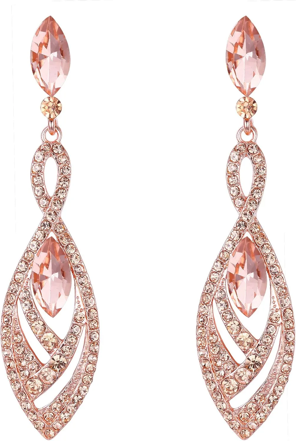BriLove Women's Crystal Gorgeous Twisted Dual Chandelier Teardrop Fashion Pierced Dangle Earrings