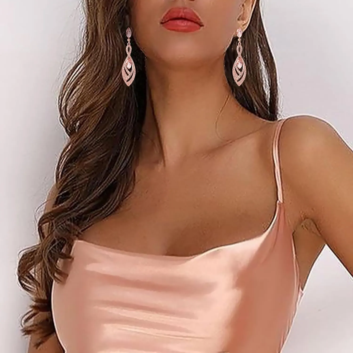 BriLove Women's Crystal Gorgeous Twisted Dual Chandelier Teardrop Fashion Pierced Dangle Earrings