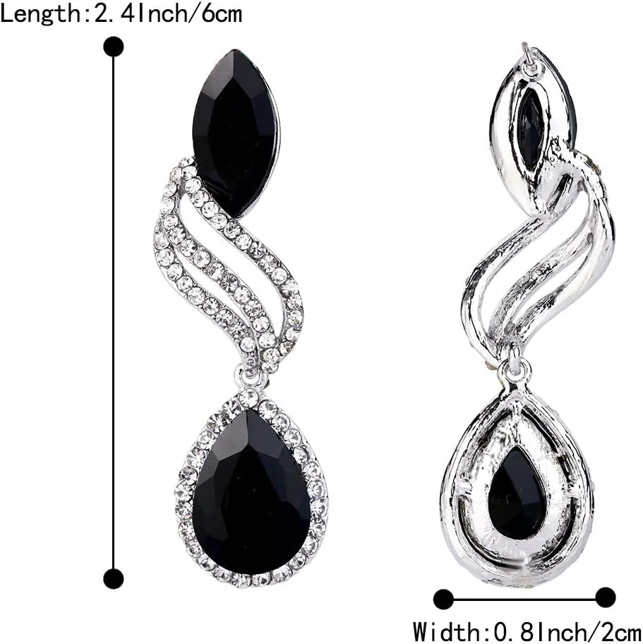 BriLove Women's Fashion Crystal Wedding Bridal Hollow Leaf Teardrop Dangle Earrings