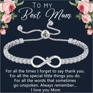 Btysun Infinity Bracelets for Women Anniversary Christmas Gifts for Girlfriend Mom Daughter Adjustable Heart Rose Heartbeat Love Cross Mom Tennis Bracelet Jewelry for Teen Girls