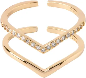 BZEBI Stacking Adjustable Ring Chevron Classic V shape 18K Gold Plated Ring For Women Girl Stacking Jewelry Gift