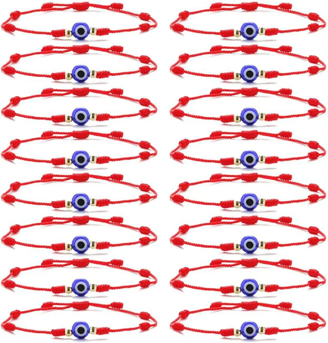 CASDAN Evil Eye Bracelets for Women Red Knot String Hamsa Kabbalah Protection Good Luck Ojo Bracelet Adjustable Friendship Bracelets Set Family