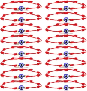 CASDAN Evil Eye Bracelets for Women Red Knot String Hamsa Kabbalah Protection Good Luck Ojo Bracelet Adjustable Friendship Bracelets Set Family