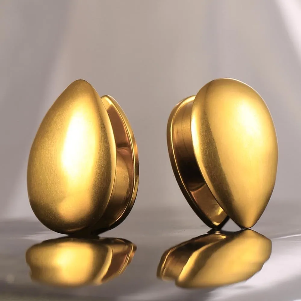 Casvort 2 PCS Hypoallergenic 0G-1" Elegant Teardrop Ear Tunnels Plugs 316 Surgical Stainless Steel Fashionable Ear Gauges Body Piercing Jewelry for Wedding