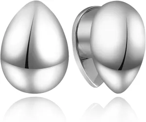 Casvort 2 PCS Hypoallergenic 0G-1" Elegant Teardrop Ear Tunnels Plugs 316 Surgical Stainless Steel Fashionable Ear Gauges Body Piercing Jewelry for Wedding