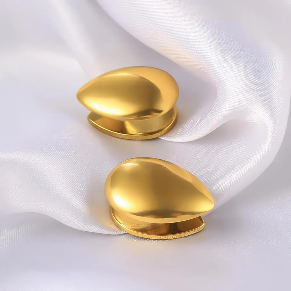 Casvort 2 PCS Hypoallergenic 0G-1" Elegant Teardrop Ear Tunnels Plugs 316 Surgical Stainless Steel Fashionable Ear Gauges Body Piercing Jewelry for Wedding