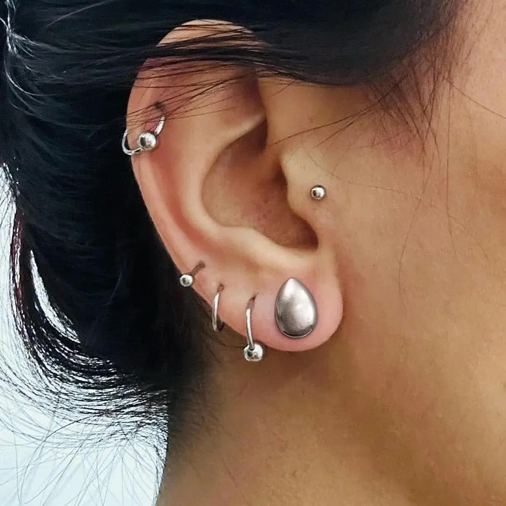 Casvort 2 PCS Hypoallergenic 0G-1" Elegant Teardrop Ear Tunnels Plugs 316 Surgical Stainless Steel Fashionable Ear Gauges Body Piercing Jewelry for Wedding