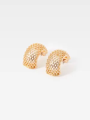 Chain Textured Half Hoop Earrings Chain Textured Half Hoop Earrings