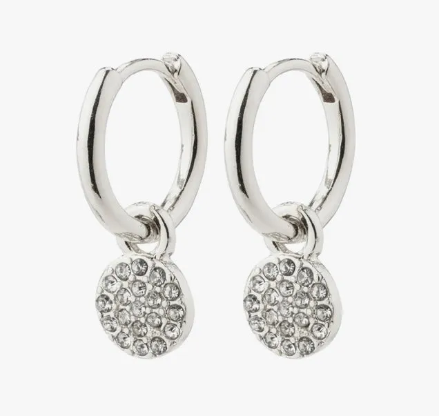 CHAYENNE RECYCLED SILVER PLATED CRYSTAL HOOP EARRINGS