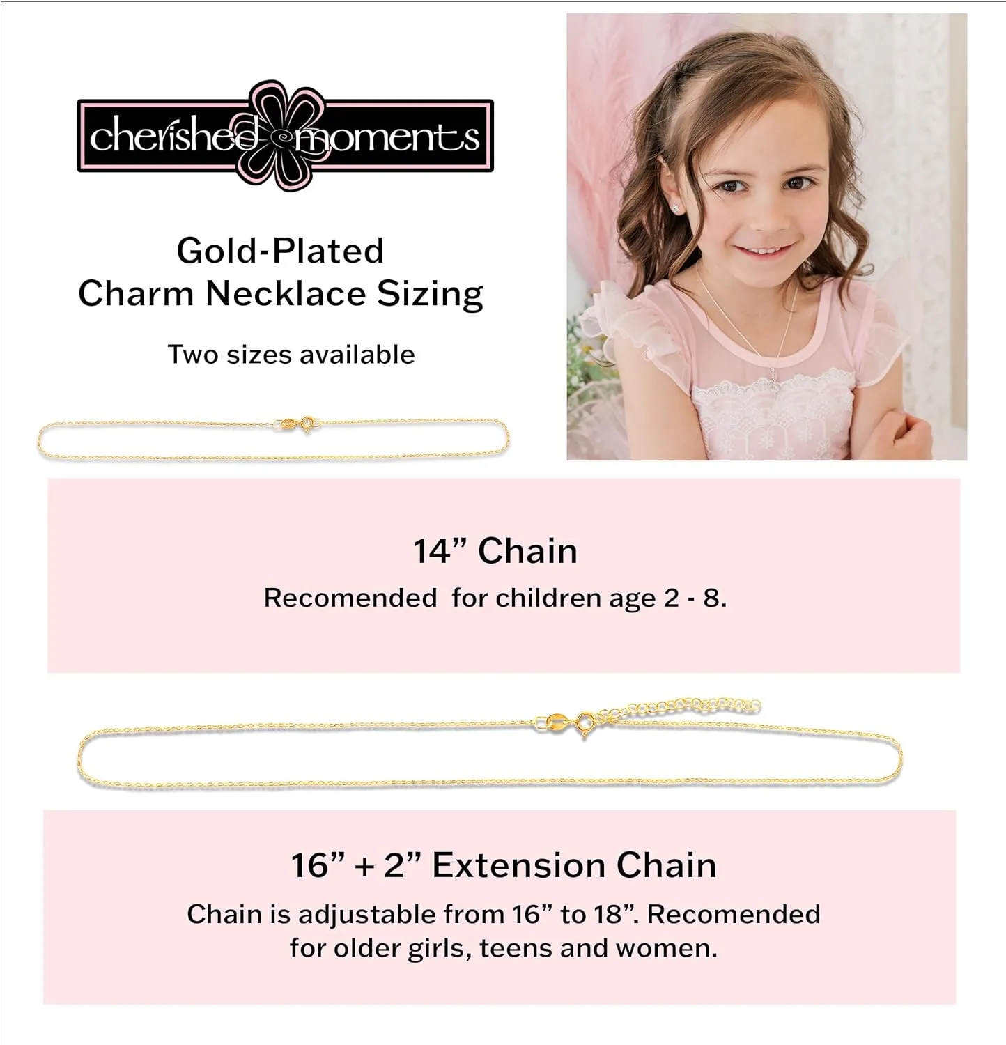 Cherished Moments 14K Gold-Plated Simulated Birthstone Necklace for Little Girls, Teens and Minimalist Jewelry for Women (14 inch or 16-18 inch Adj. Chain)