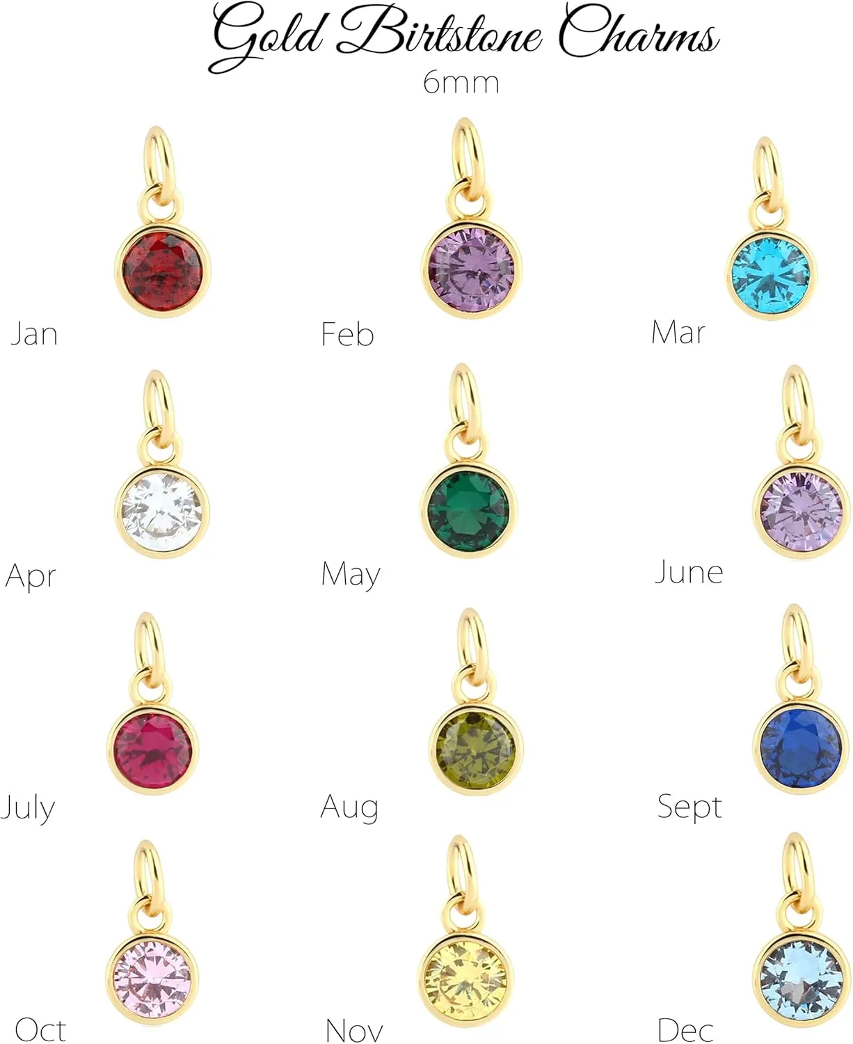 Cherished Moments 14K Gold-Plated Simulated Birthstone Necklace for Little Girls, Teens and Minimalist Jewelry for Women (14 inch or 16-18 inch Adj. Chain)