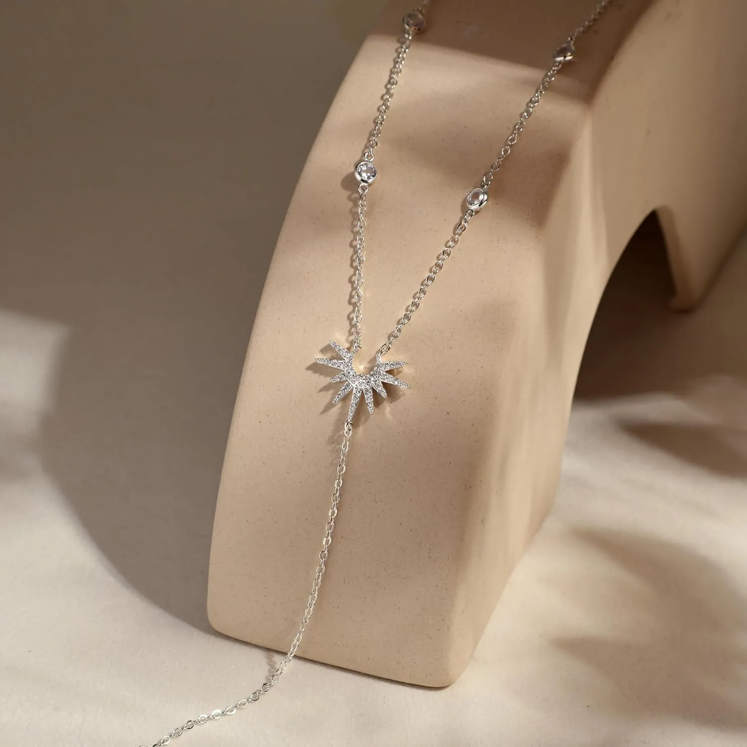 CHESKY Long Necklaces for Women, 14k Gold Plated/Streling Silver Lariat Necklace Dainty Statement Prom Necklace Rosary Cross Sun Drop Pendant Dangle Necklace Gold Prom Jewelry for Women Gifts