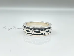 Christian Fish Ring, Silver Christian Fish Ring, 925 Sterling Silver, Religious Jewelry, Spinner Ring, Thumb Ring, Fish Spinner Ring, Handmade Jewelry, Fidget Ring, Women Ring