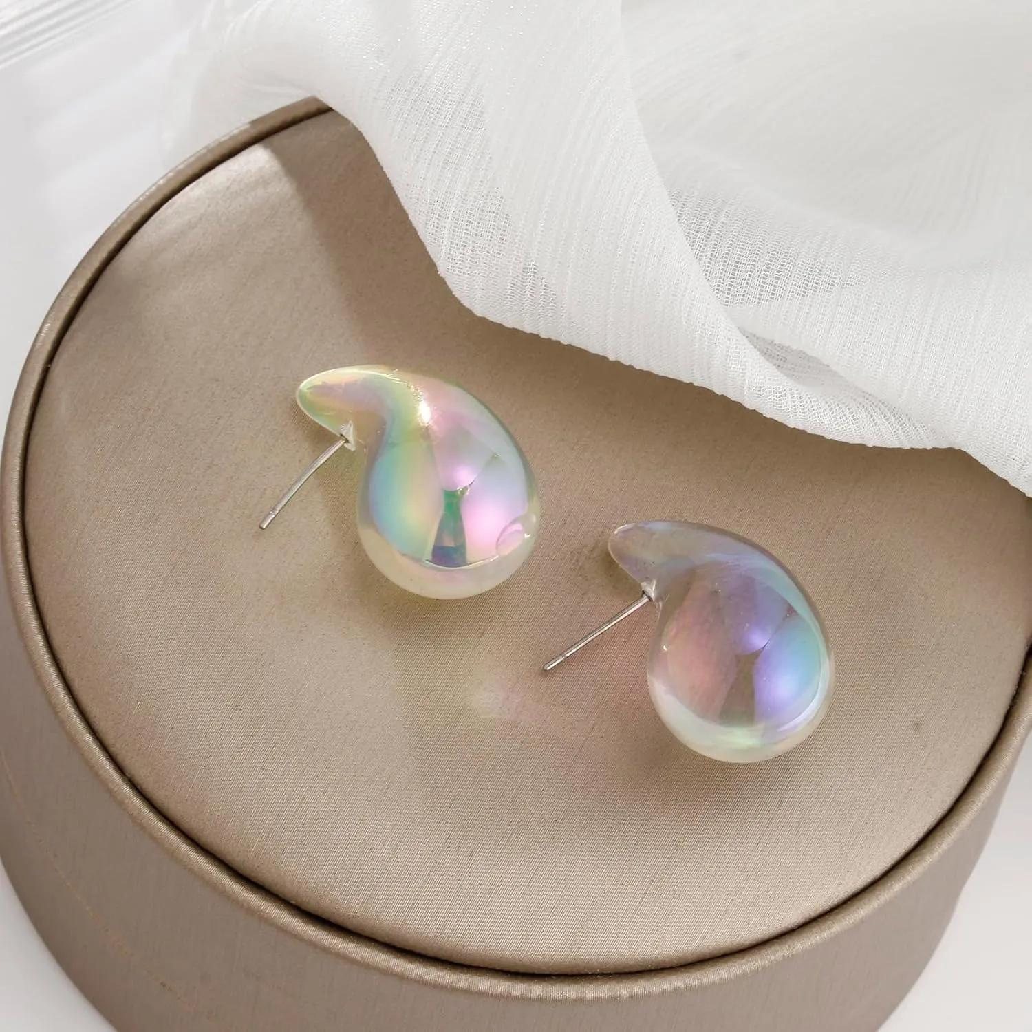 Chunky Acrylic Hoop Earrings, Lightweight Waterdrop Hoops Earrings, Hypoallergenic Trendy Jewelry for Women