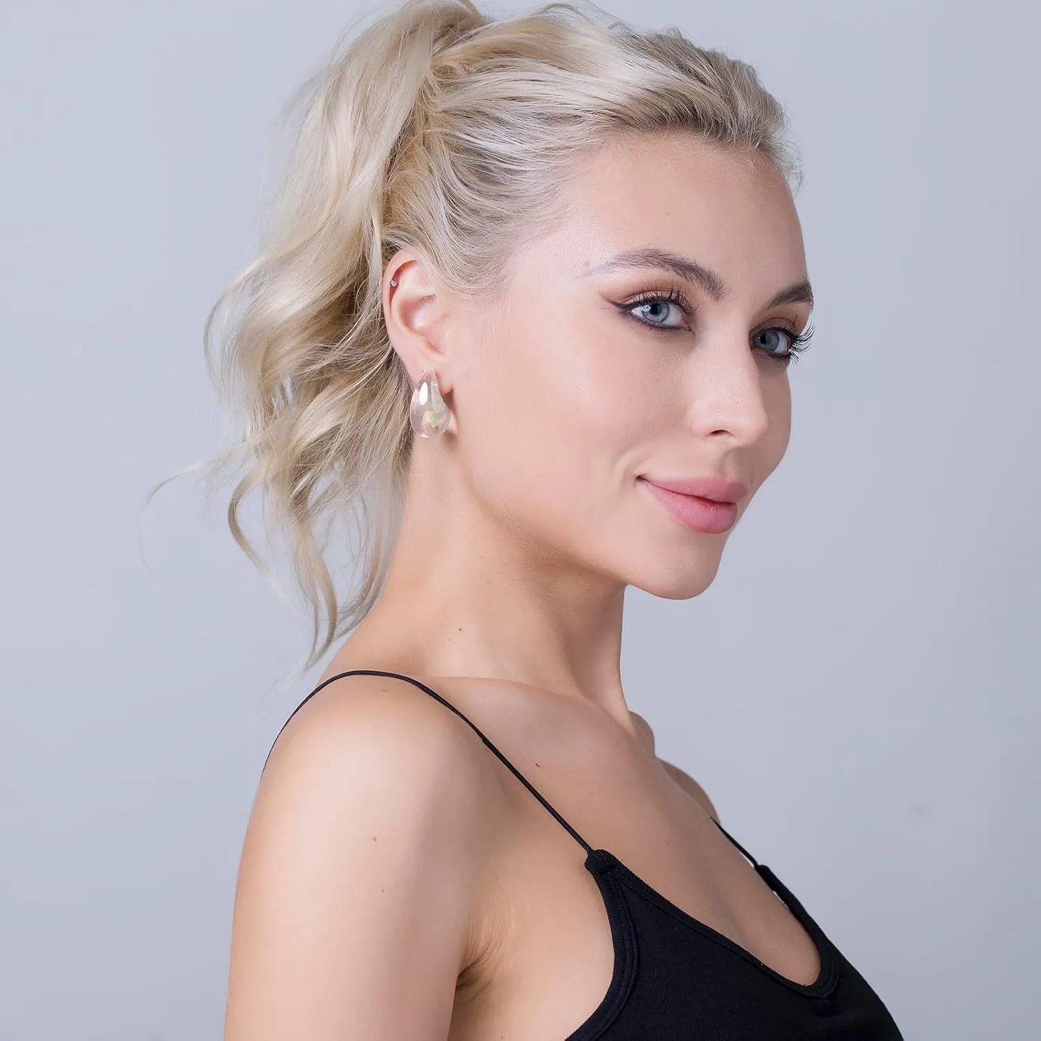 Chunky Acrylic Hoop Earrings, Lightweight Waterdrop Hoops Earrings, Hypoallergenic Trendy Jewelry for Women