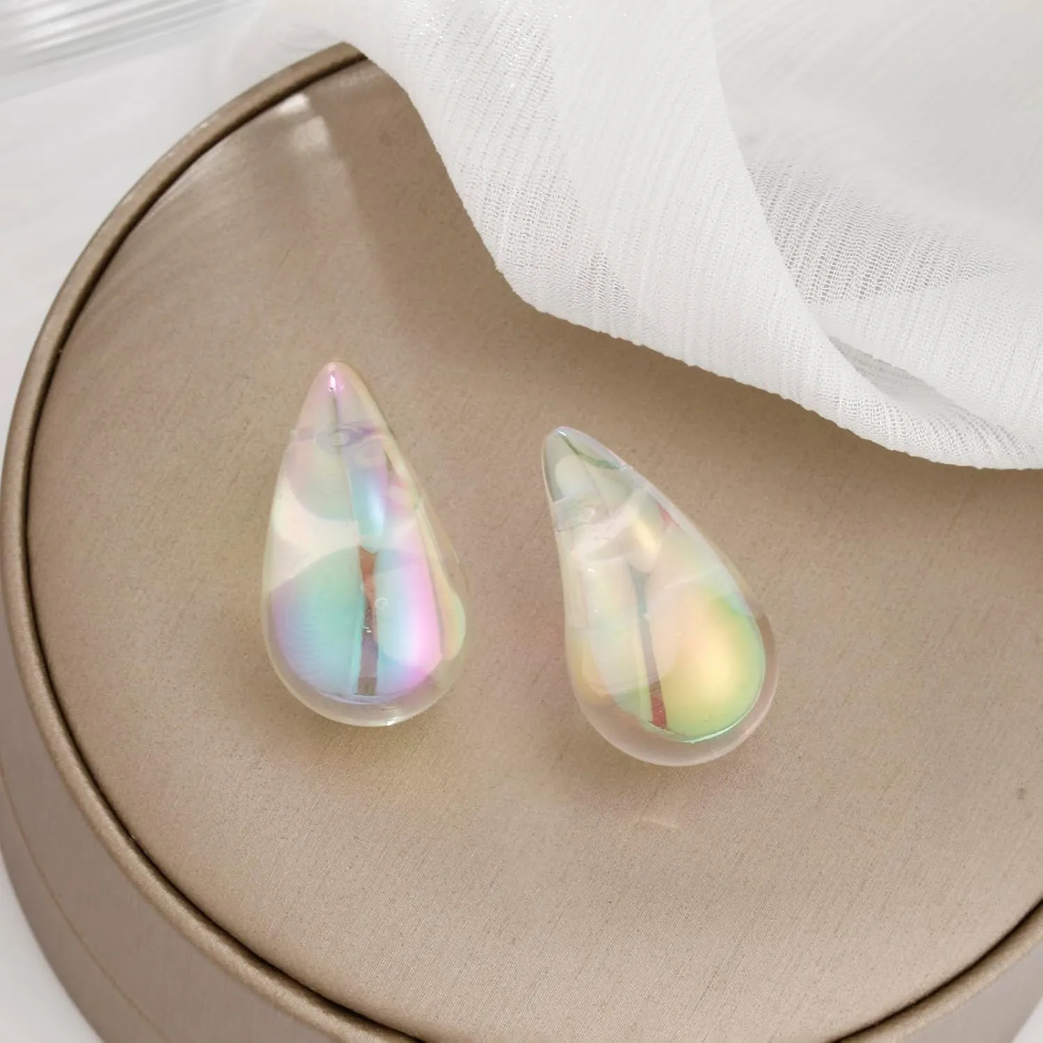 Chunky Acrylic Hoop Earrings, Lightweight Waterdrop Hoops Earrings, Hypoallergenic Trendy Jewelry for Women