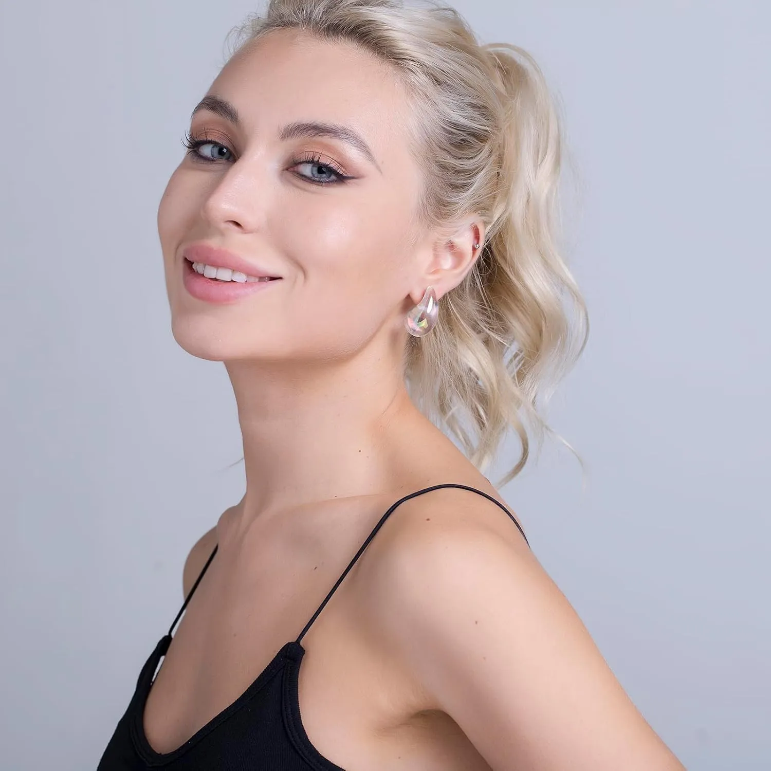 Chunky Acrylic Hoop Earrings, Lightweight Waterdrop Hoops Earrings, Hypoallergenic Trendy Jewelry for Women