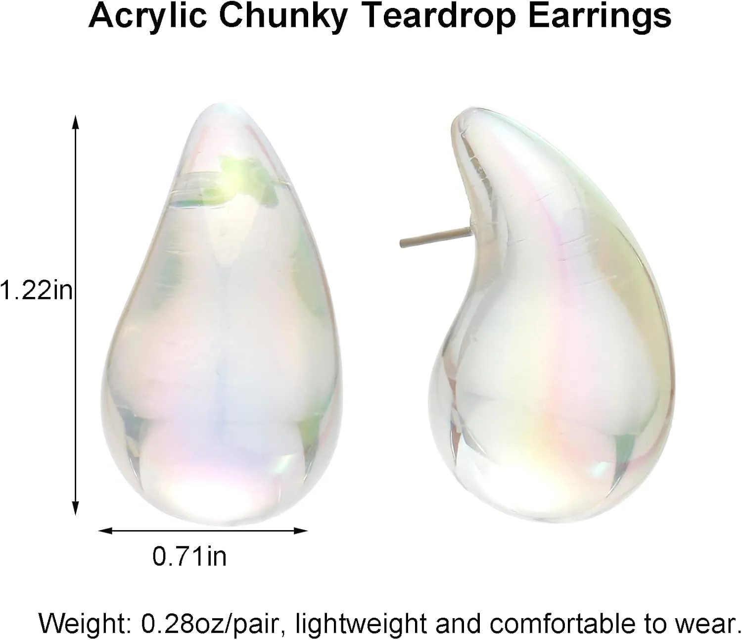 Chunky Acrylic Hoop Earrings, Lightweight Waterdrop Hoops Earrings, Hypoallergenic Trendy Jewelry for Women
