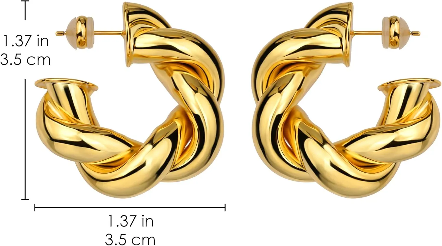 Chunky Gold Hoop Earrings for Women 18K Real Gold Plated Open Hoops Teardrop Earrings Lightweight Hypoallergenic Trendy Thick Gold Hoop Earrings for Women Girls Jewelry