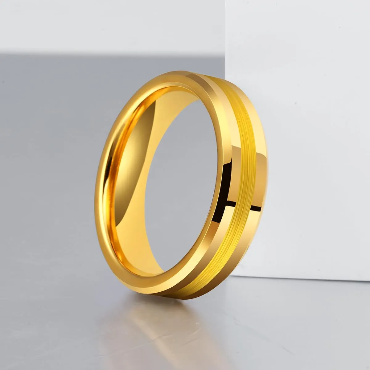 Classic 8mm Tungsten Rings Black/Silver/Gold Matte Finish Grooved Center Comfort Fit Mens Women Wedding Band Christmas Gift