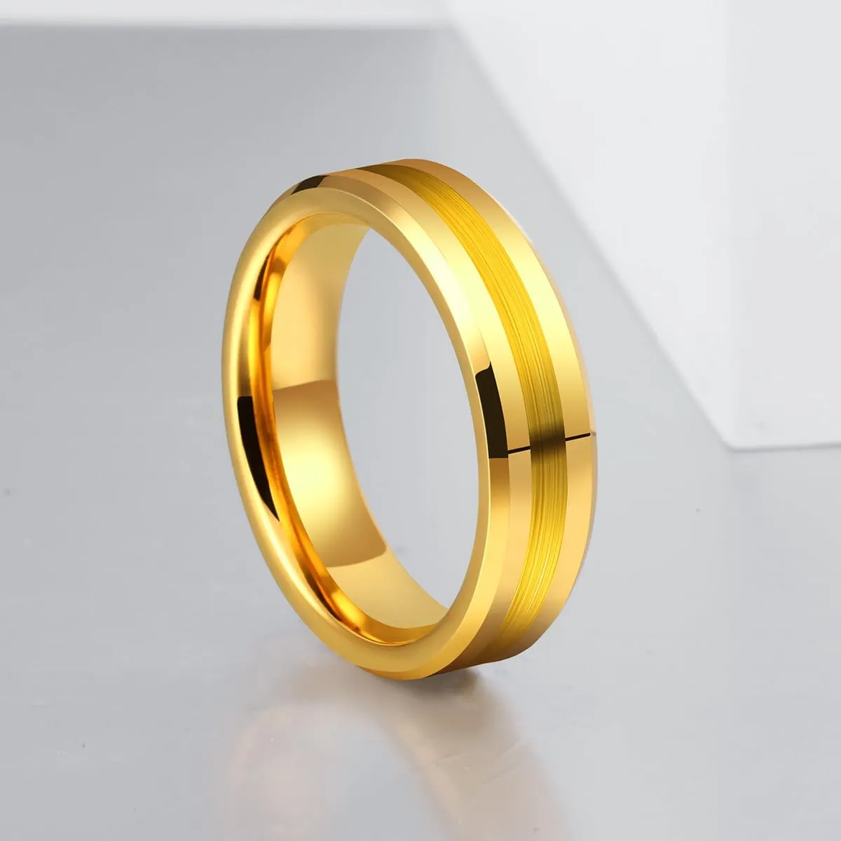 Classic 8mm Tungsten Rings Black/Silver/Gold Matte Finish Grooved Center Comfort Fit Mens Women Wedding Band Christmas Gift