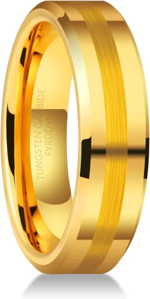Classic 8mm Tungsten Rings Black/Silver/Gold Matte Finish Grooved Center Comfort Fit Mens Women Wedding Band Christmas Gift