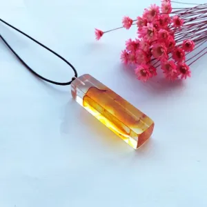 Clear Resin Ink Painted Pendant - Yellow