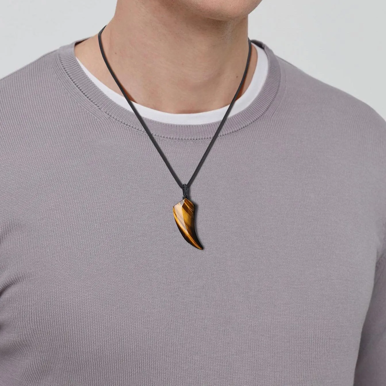 COAI Wolf Tooth Healing Crystal Stone Necklace