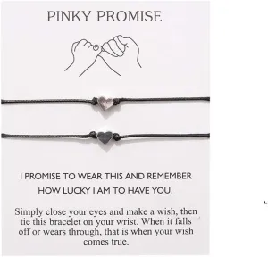 COLORFUL BLING BFF Love Heart Promise Distance Bracelets-Set of 2 Couple Matching Bracelets Gift for Best Friends Couple Family Women Mens