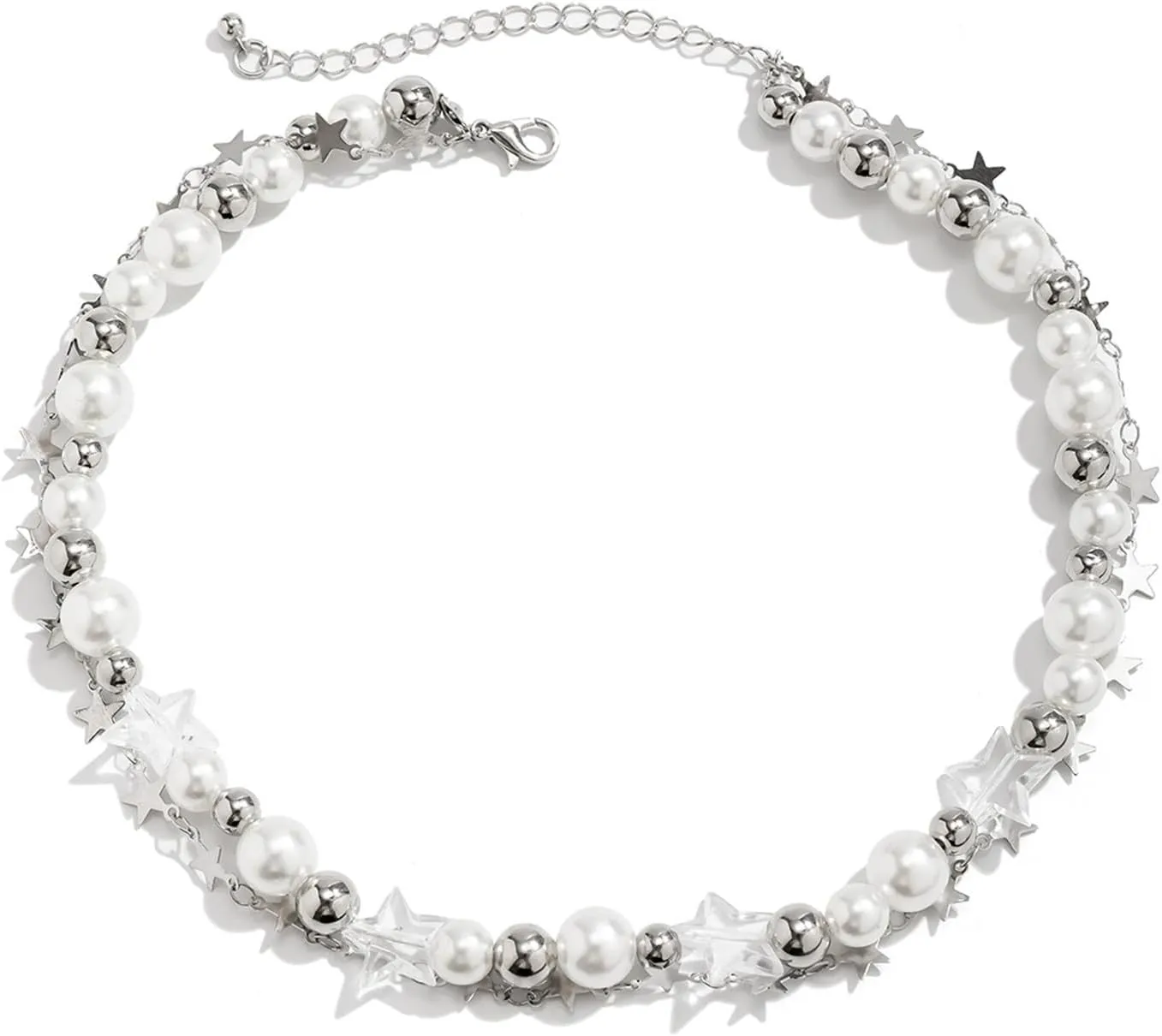 COLORFUL BLING Y2K Star Pearl Beaded Chain Adjustable Aesthetic Bracelet Bracelet Chain Grunge Gift for Women Jewelry Gifts Punk Gothic Link Dainty Bracelet Resin Transparent Star Cool