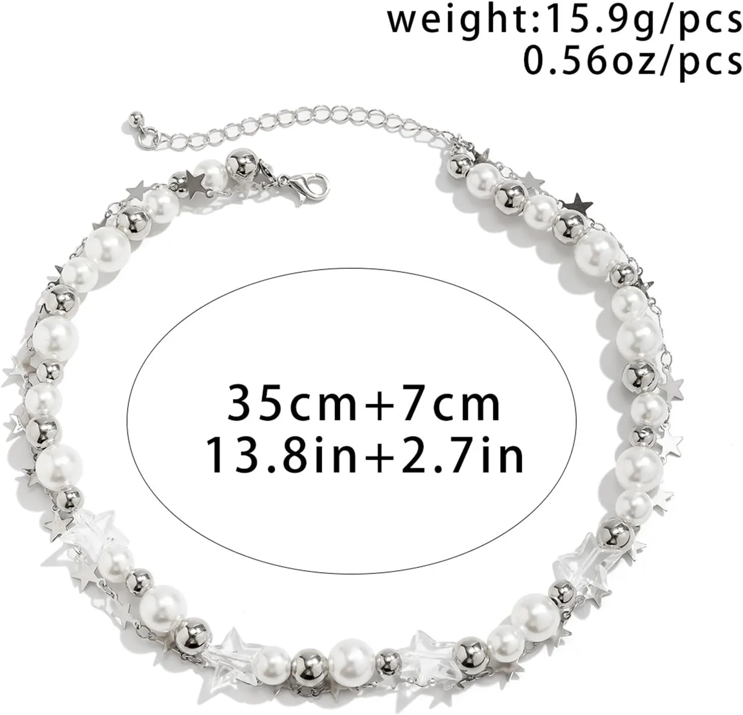 COLORFUL BLING Y2K Star Pearl Beaded Chain Adjustable Aesthetic Bracelet Bracelet Chain Grunge Gift for Women Jewelry Gifts Punk Gothic Link Dainty Bracelet Resin Transparent Star Cool