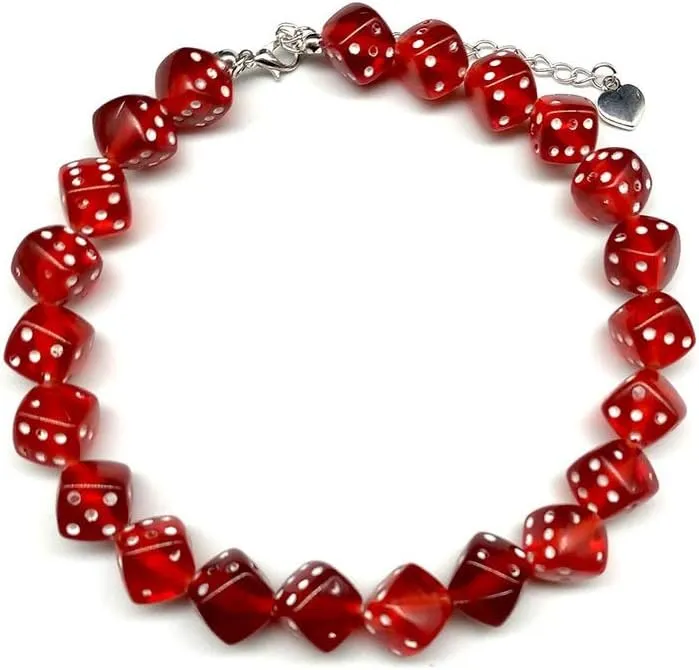 Colorful Dices Beaded Choker Necklave 8 NO Billiards Personality Punk Jewelry for Women Friends Gifts