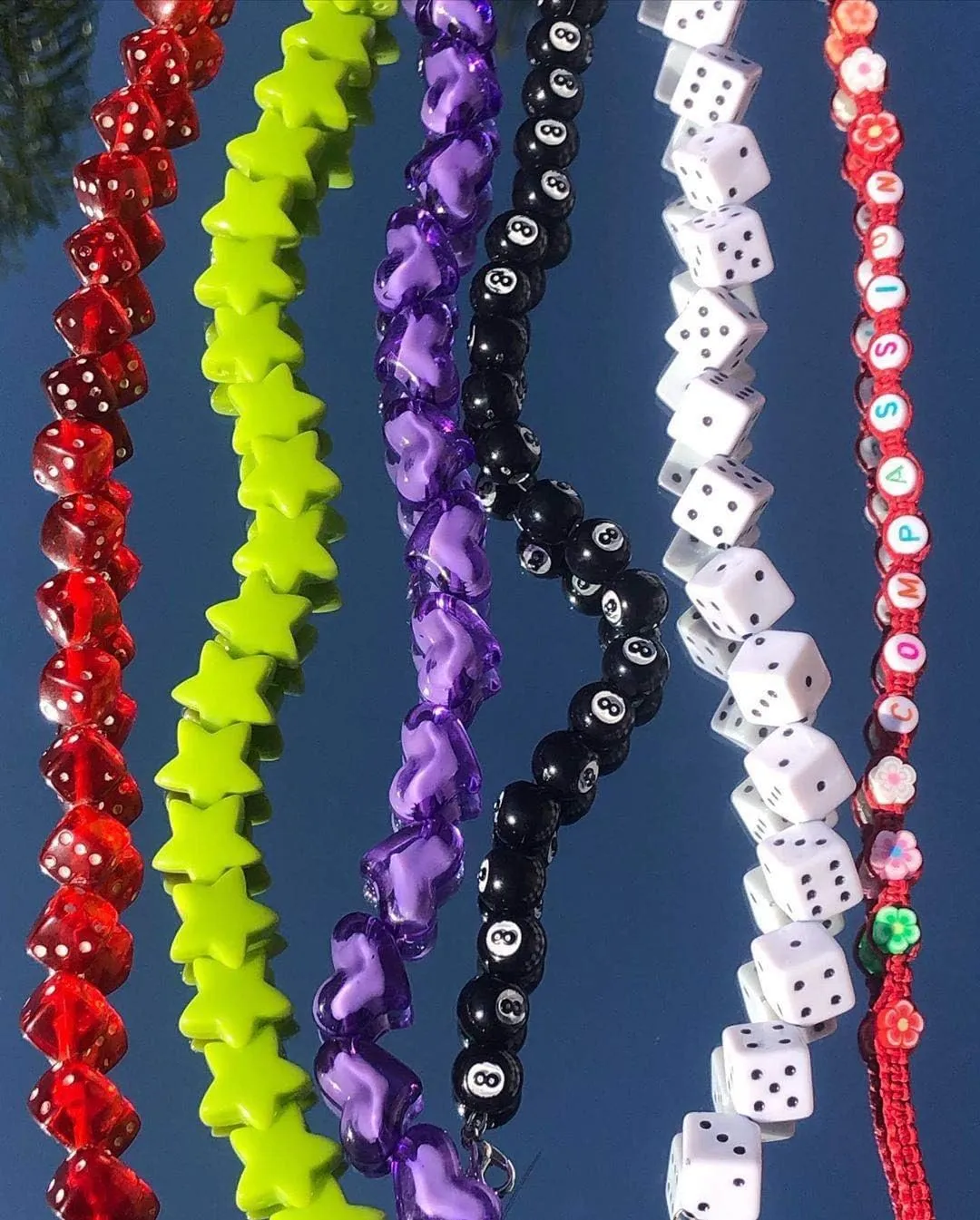 Colorful Dices Beaded Choker Necklave 8 NO Billiards Personality Punk Jewelry for Women Friends Gifts