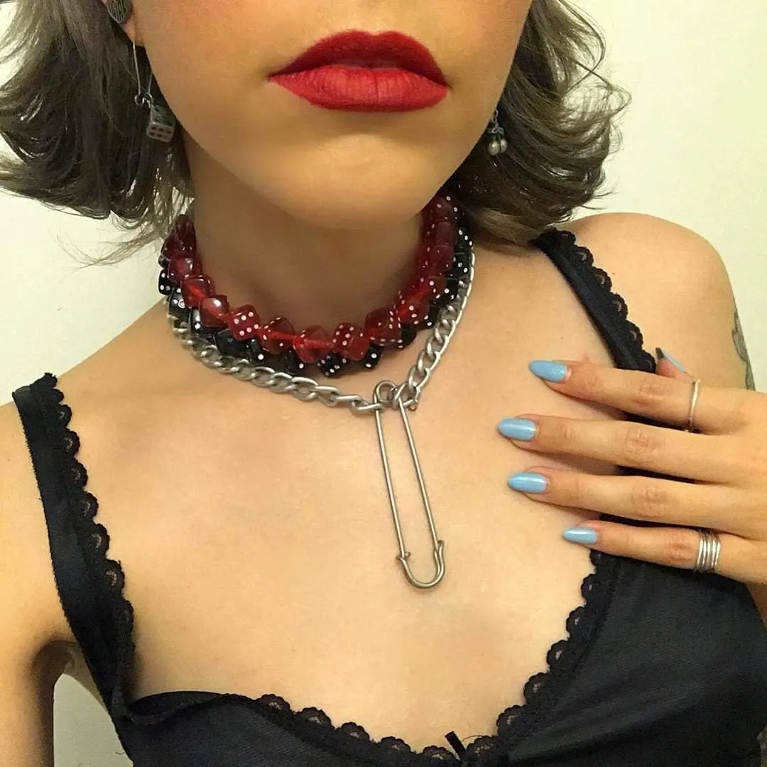 Colorful Dices Beaded Choker Necklave 8 NO Billiards Personality Punk Jewelry for Women Friends Gifts