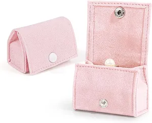 Compact Velvet Ring Box with Plush Interior and Exterior - Keep Your Rings Safe and Stylish On-The-Go. Ideal Gift for Women Wife, Mom, Daughter, and Friends. (LIGHT PINK)