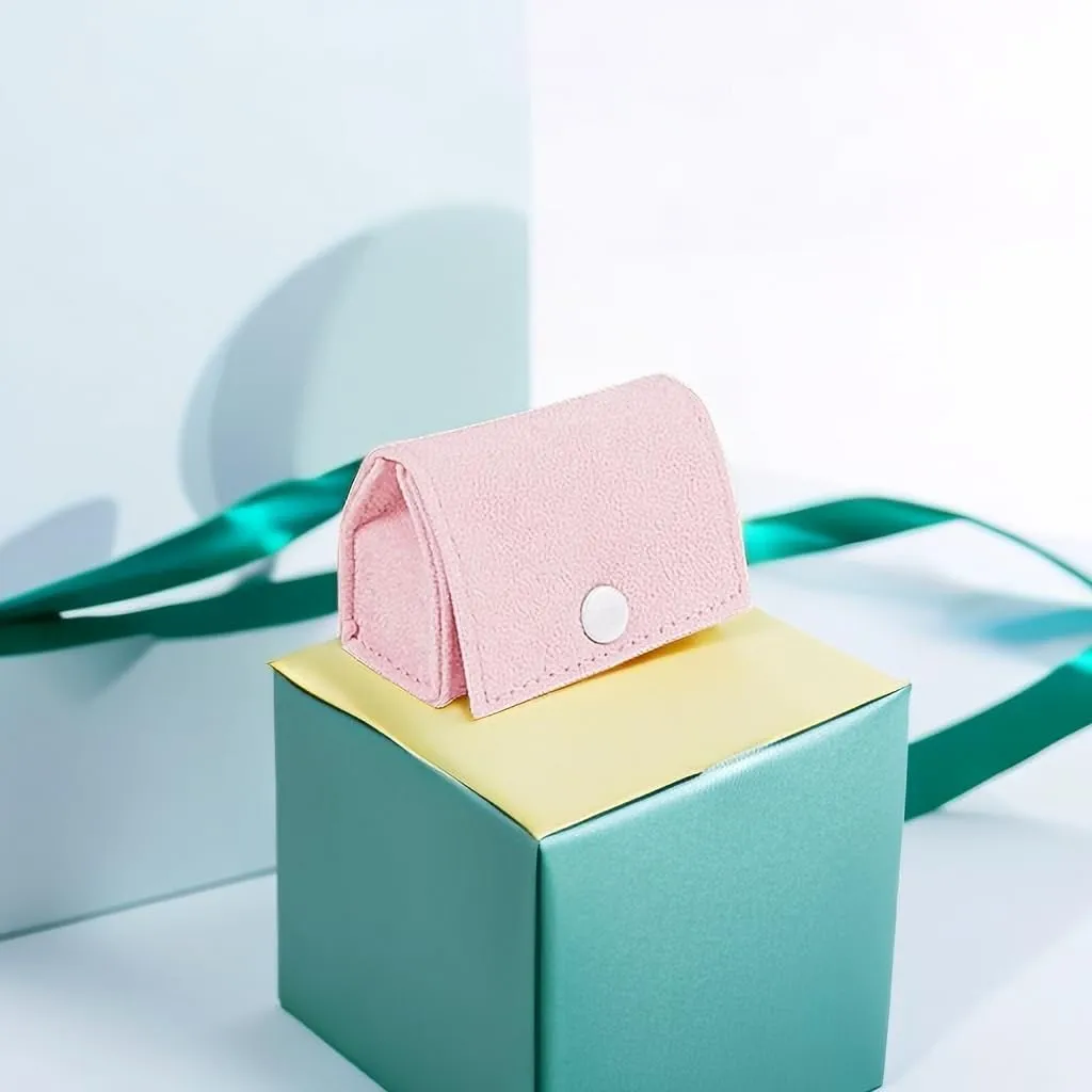 Compact Velvet Ring Box with Plush Interior and Exterior - Keep Your Rings Safe and Stylish On-The-Go. Ideal Gift for Women Wife, Mom, Daughter, and Friends. (LIGHT PINK)