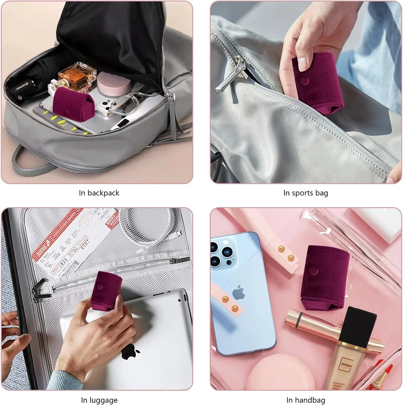 Compact Velvet Ring Box with Plush Interior and Exterior - Keep Your Rings Safe and Stylish On-The-Go. Ideal Gift for Women, Wife, Mom, Daughter, and Friends(Red)