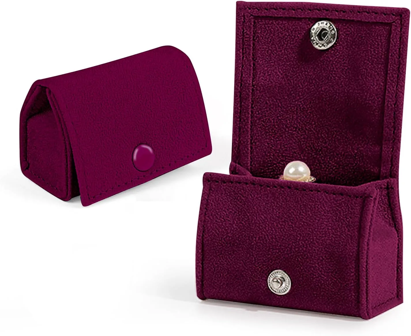 Compact Velvet Ring Box with Plush Interior and Exterior - Keep Your Rings Safe and Stylish On-The-Go. Ideal Gift for Women, Wife, Mom, Daughter, and Friends(Red)